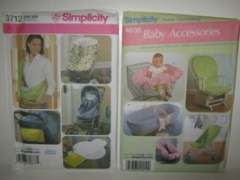 2 Infant Travel Accessory Baby Sewing Patterns Simplicity 3712 4636 Covers Sling - £3.51 GBP