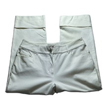VN PANTS Cuffed Cropped Comfort Capri Slacks Ivory Women&#39;s Size 6 - £17.69 GBP
