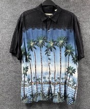 BATCK BAY Shirt Mens XL Blue Black Hawaiian Button Down Palm Trees Easy ... - £15.93 GBP