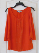 JLO Jennifer Lopez Embellished Cold Shoulder 3/4 Sleeve Top Womens Sz XS... - $14.74