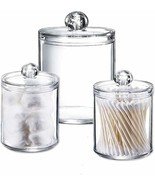 3 PCS Cotton Ball and Swab Organizer, Acrylic Holders Multipurpose 10 OZ... - $19.79