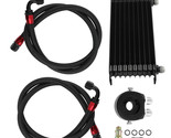 10 Row 10AN Thermostat Adaptor Engine Oil Cooler + Filter Kit BLACK - £64.61 GBP