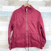 Old Navy Field Utility Jacket Red Full Zip Pockets Unlined Cotton Womens XL - £23.73 GBP