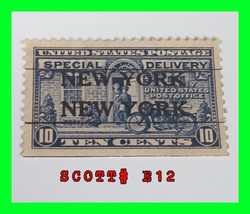 US Scott# E12 Special Delivery 10 Cent Blue Stamp - Precancel New York New York - £19.76 GBP