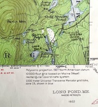 Map Long Pond Maine 1922 Topographic Geo Survey 1:62500 Antique 21 x 17&quot; TOPO1 - $44.99