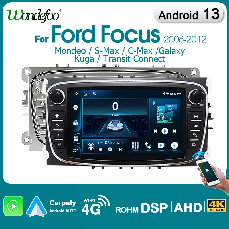 2DIN Car radio Android 13 For FORD Mondeo Focus S-MAX C-MAX Galaxy Transit - £129.64 GBP+