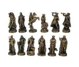Bronze Finished 12 Piece Norse Gods and Goddesses Miniature Statue Set - £93.47 GBP