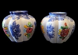 Vintage Pair of Vestal Alcobaca Hand Painted Small Vases Made In Portuga... - £31.60 GBP