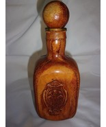 Vintage Leather Wrapped Wine Decanter With Engraved Design New - £52.68 GBP