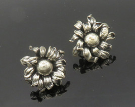 NAPIER 925 Silver - Vintage Rare Flower Motif Non Pierce Earrings - EG10046 - £103.43 GBP