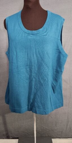 NWT Charter Club Teal Blue Shell Tank Knit Top Women’s Sz 3X Rayon Nylon... - $16.95