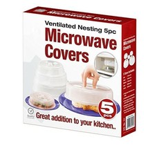 Set of 5 Microwave Plate Covers Adjustable Steam Vents Microwave Splatte... - £11.81 GBP