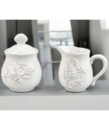 Blue Sky ClayWorks Seahorse Shells Beach Ceramic Creamer And Sugar New -... - $25.62