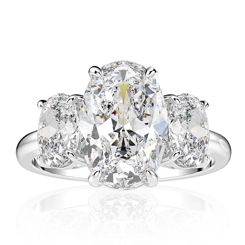 PANSYSEN  925  Silver Oval Cut Simulated Moissanite Gemstone Wedding Engagement  - £45.86 GBP