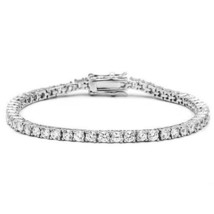 Splendido Rotondo Brillante Diamante 14K Placcato Oro Bianco 8 &quot; Tennis - £492.05 GBP