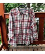 Chaps No Iron Shirt Button Down Womens Plus Size 3X Plaid Flip Cuff Casu... - $363.96 MXN