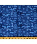 Cotton FFA Future Farmers of America Emblems Blue Fabric Print by Yard D563.73 - $14.95