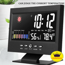 Digital Alarm Clock Lcd Snooze Calendar Thermometer Hygrometer Weather Display - £15.97 GBP