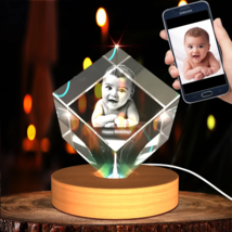 Personalized Diamond Shape 3D Engraved Crystal Photo Gift - £32.16 GBP+