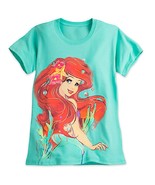 Disney Store Ariel T-Shirt Tee Ladies The Little Mermaid Green 2017 New - £39.46 GBP