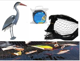 Medium Koi Fish Pond Heron Defense Kit, Heron Decoy and Pond Cover Netting - $69.25