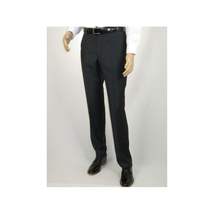 Mens MANTONI Flat Front Pants 100% Wool Super 140's Classic Fit 46306-3 Charcoal image 4