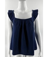 Vineyard Vines Top Womens Large Blue Gauzy Ruffle Preppy Beach Sleeveles... - $620.81 MXN