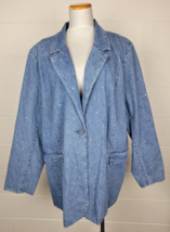 Quacker Factory Womens Blue Demin Rhinestone Embellished Jacket 3X - £14.67 GBP