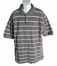 WALT DISNEY WORLD Mens Short Sleeve Button Down Striped Polo Shirt Gray ... - $14.84