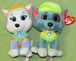 TY PAW PATROL BEANIE BOOS ROCKY AND EVEREST 6.5&quot; PLUSH STUFFED DOGS ANIMAL - $9.45