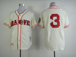 Braves #3 Babe Ruth Jersey Throwback Uniform Cream - £35.59 GBP