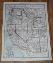 1908 Antique Map Of Western Usa / California Oregon Washington Idaho Montana - £24.04 GBP
