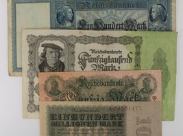 1910-1923 Germany 4-Note Set Empire 50-100 Mark Republic 50000-100 Million - £39.77 GBP