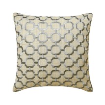 Grey &amp; Beige Linen Lattice, 16&quot;x16&quot; Throw Pillow Cover - Framework - £19.82 GBP+