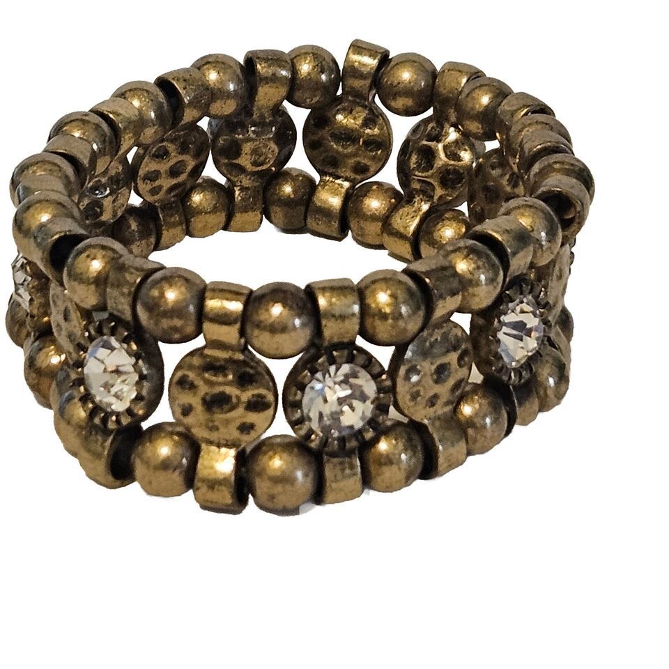 Premier Designs Eccentric Goldtone Beaded Stretch Bracelet - $16.82