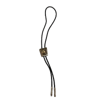 Vintage Bolo Tie Black Leather Band Silver Pendant With Gold Horse South... - £47.30 GBP