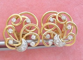 Vintage Retro .80ctw Old Mine Diamond 18K Gold Earlobe Clip Huggie Earrings 1940 - £1,831.96 GBP