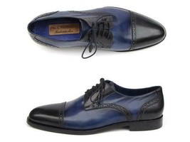 Paul Parkman Mens Shoes Derby Blue Navy Parliament Leather Handmade 046-BLU - £319.73 GBP