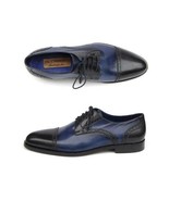 Paul Parkman Mens Shoes Derby Blue Navy Parliament Leather Handmade 046-BLU - $547.06 CAD
