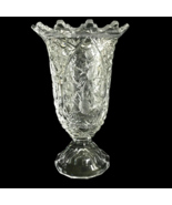 Vintage 50s Heavy Cut Glass Footed Vase 10 in Tall - £50.28 GBP