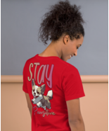 Unisex T-Shirt – Stay Pawsitive Back Print Red - $82.51 CAD