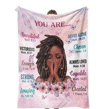 Throw Blanket, Soft Fleece Blanket With Inspirational Positive Thoughts And Quot - £30.05 GBP