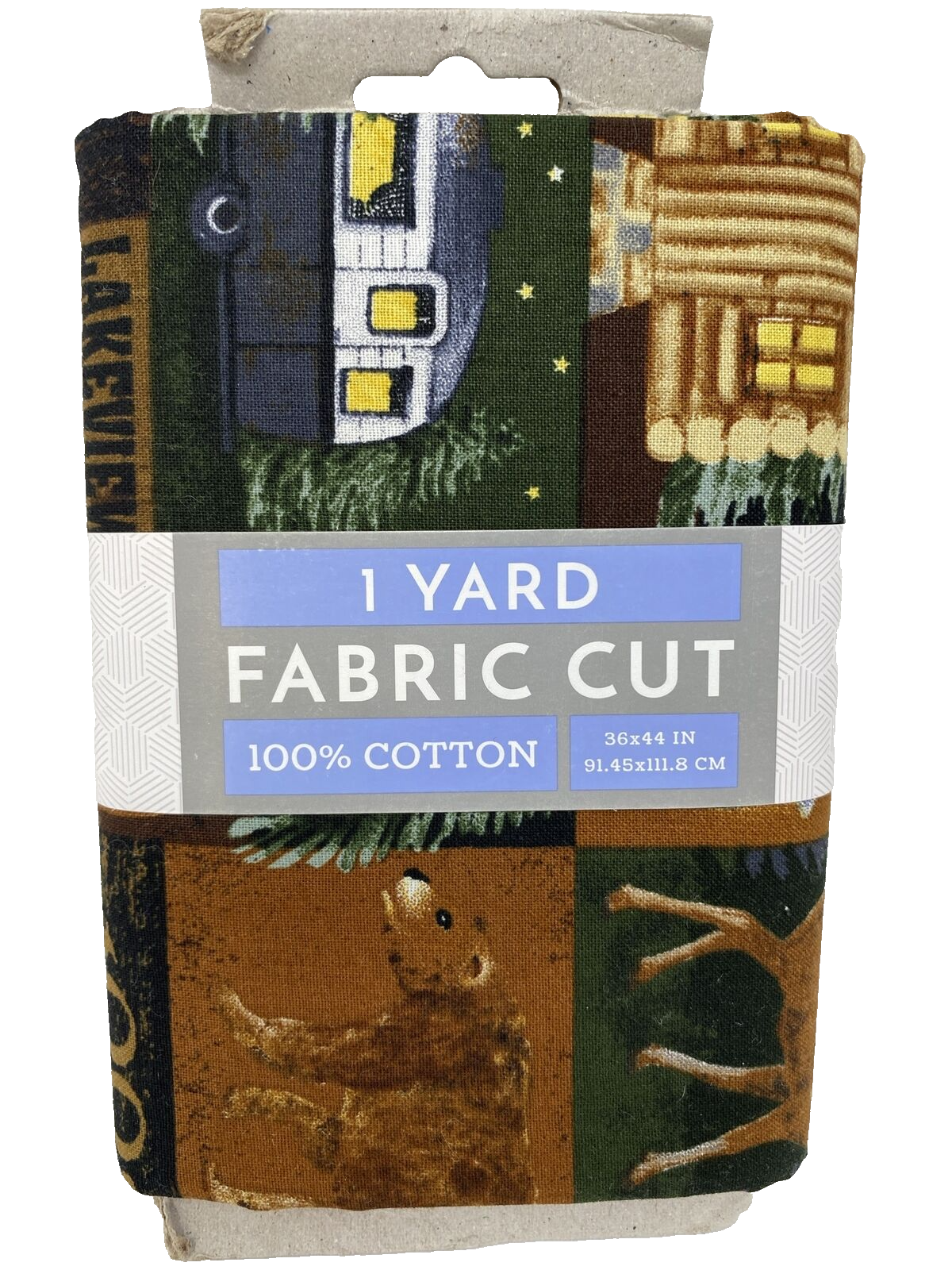 David Textiles 100% Cotton 1 Yard Camping Motif Cut Fabric NEW - $12.34