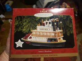 1997 Hallmark Keepsake Magic Ornament Santa&#39;s Showboat Light Motion &amp; Music - £29.75 GBP