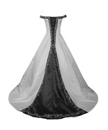 White and Black Off Shoulder A Line Embroidery Beaded Gothic Wedding Dre... - $188.09