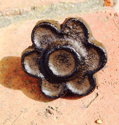 Cast Iron Flower Cabinet Knob, Drawer, Closet Door, Pull Rustic Brown - $4.50