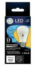  GE LED Soft White Bulb 60 Watt Replacement 10 Watt Dimmable A19 800 Lumens V17 - £7.86 GBP