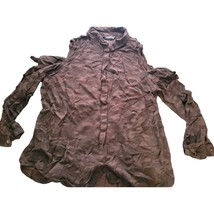 Rock &amp; Republic xl brown camo button up open shoulder long sleeve shirt - £8.46 GBP