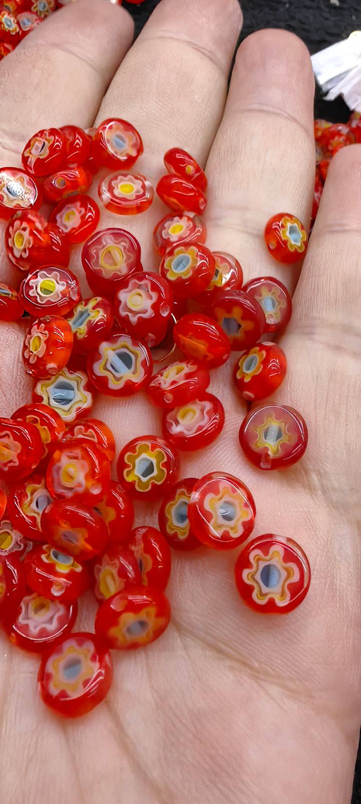 50pcs Red Star Liuli Cherry  spacer bead  8mm Star disc coin roundel  loose bead - $13.70