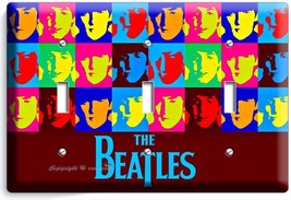 The Beatles Pop Art John George Paul Ringo Triple Light Switch Cover Room Decor - £13.58 GBP